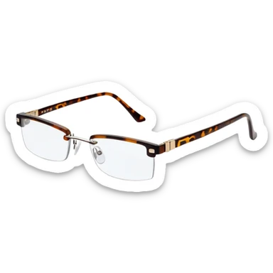 tiny Y2K tortoise printed rimless glasses, narrow rectangular lenses sticker