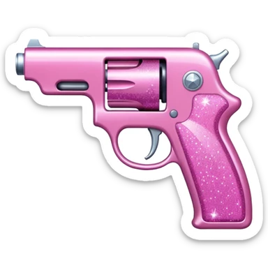 Pink glitter gun sticker