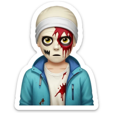 zombie boy with emo hair and white shirt with a ski mask on hair FROM Nike pra syna sticker