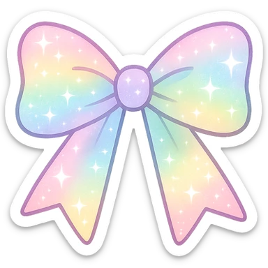 kpop pastel rainbow bow with sparkles, cute and trendy sticker