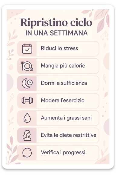 infografica stile post di instagram con titolo "Ripristino ciclo in una settimana" sticker