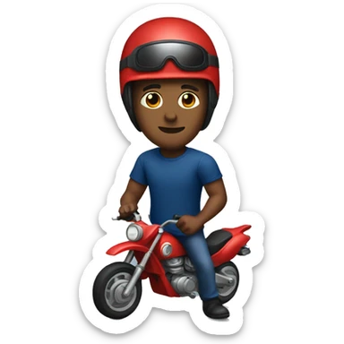 Man Wearing a Dark Blue T-Shirt and a Red Motorcycle Helmet sticker
