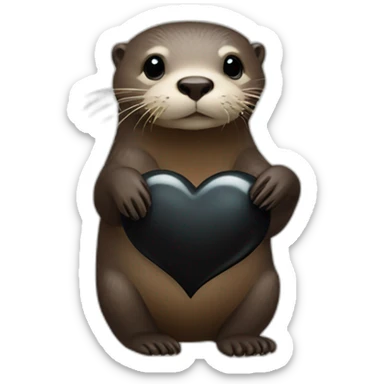 Otter making a black heart sticker