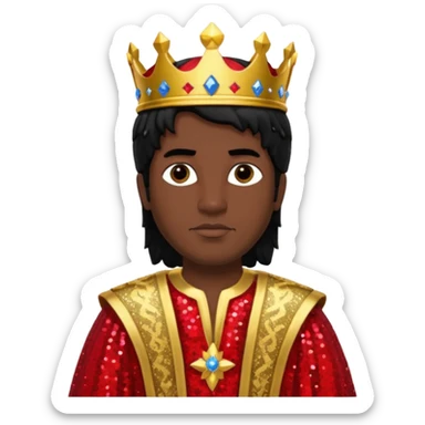 King Solomon from The Bible with black hair,  red sequin outfit sticker