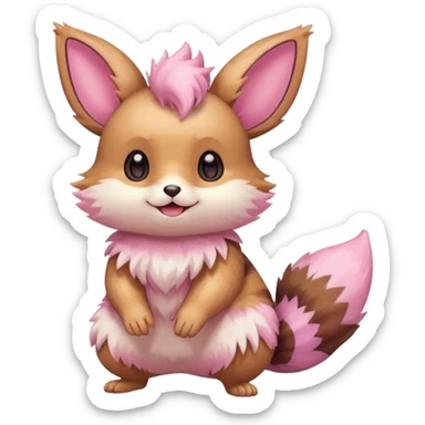 Kawaii Shiny Colorful Pastel Furret-Eevee-fusion Full Body sticker