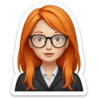 woman with long, loose orange hair and glasses sticker
