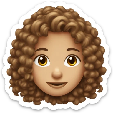 Long Brown Curly hair with blue eyes girl smiling with mole in middle of forehead  sticker