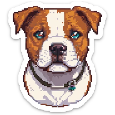 round circle puppy head full grey bleu staffy, stupid expression sticker