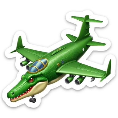 bombardilo crocodilo a green crocodile that is a war plane (a war plane with crocodile's head) sticker