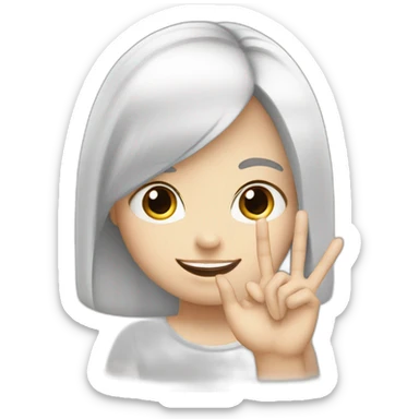 Small white skin black haired girl showing 3 fingers гз 2 сдщыув sticker