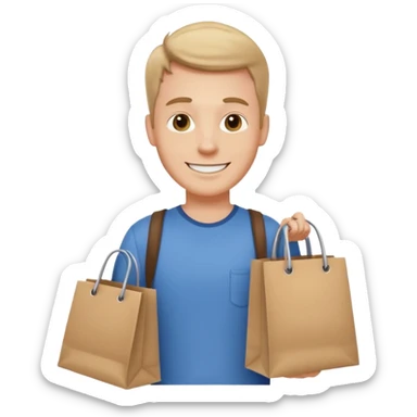 a white man with clothing shopping bag sticker