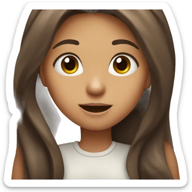 a girl with long brown hair shows her tongue sticker