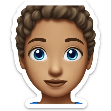 brown-haired girl in tank top freckles blue eyes sticker