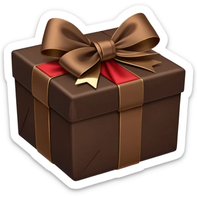 dark brown present with brown bow sticker