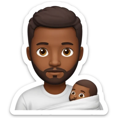 Dark brown skin man with a light beard and a nappy fade haircut with dark brown eyes sticker