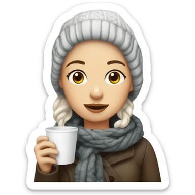 Winter girl drinking coffee  sticker