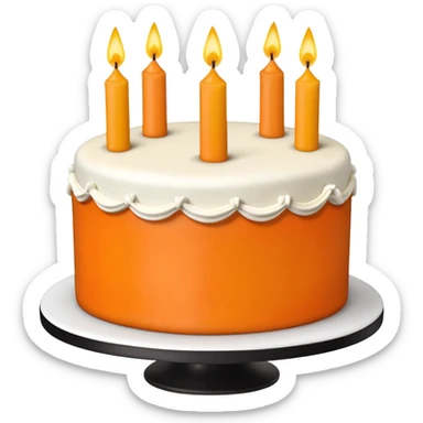 Orange, black, and white birthday cake sticker