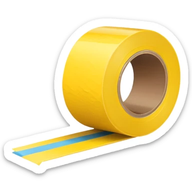 Generate me yellow tape on a roll sticker