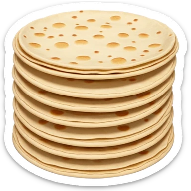stack of soft round tortillas 2 to 3 light beige to golden brown spots irregular curled edges smooth flour-dusted matte surface no plate no extras soft lighting subtle shadows emoji scale sticker