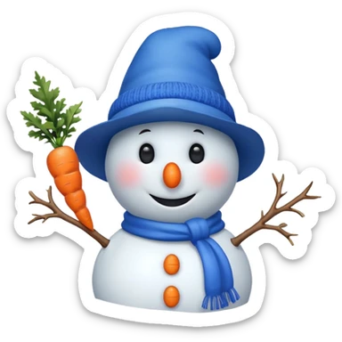 snowman wearing blue hat sticker
