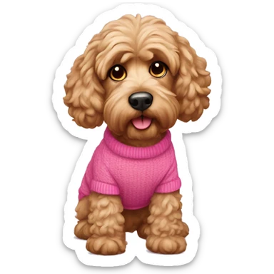 Cockapoo with pink pullover sticker