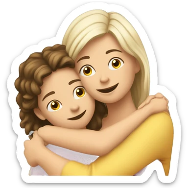 A hug between caucasian mother and daughter  sticker