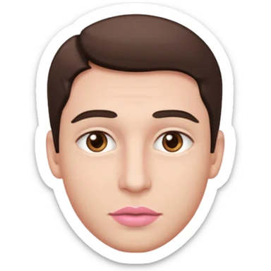 brown eyes lite pink lips men sticker