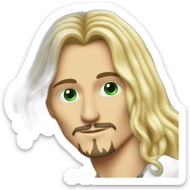 Johnny Depp hugging blond woman with green eyes amd very very very long hair sticker