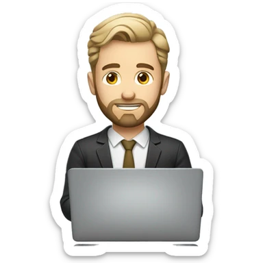 Short hair handsome white man with beard on laptop sticker