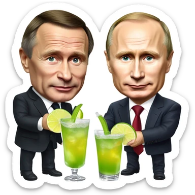 Vladimir Putin and Gerhard Schröder with a margarita sticker