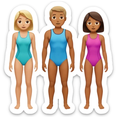 Create an emoji of 3 people feeling hot on the beach. sticker