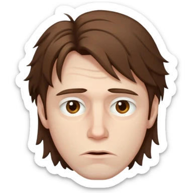 Weak man with disheveled hair sticker