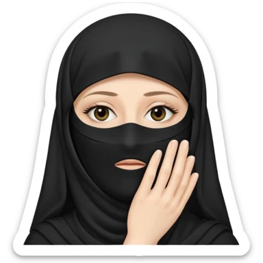 Black bedoon essm niqab wearing white women that cover their face & forhead only show eyes sticker