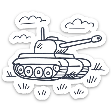 A tank in a field sticker
