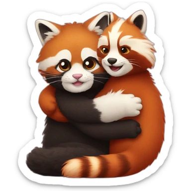 fluffy-cat-and-red-panda-cuddling sticker