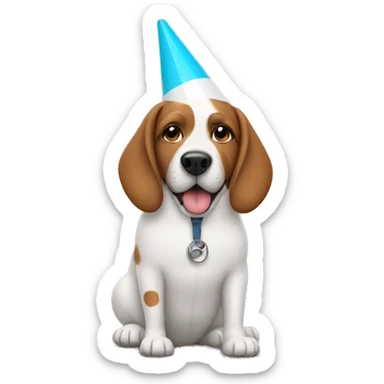 Dog with a vets cone sticker