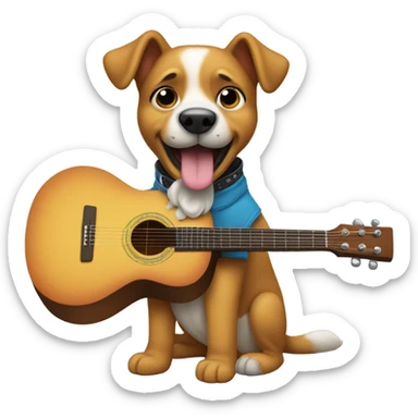 Un perro con una guitarra  sticker