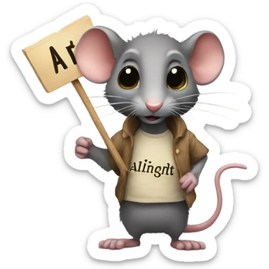 A rat holds a sign with the inscription "Alinght" sticker