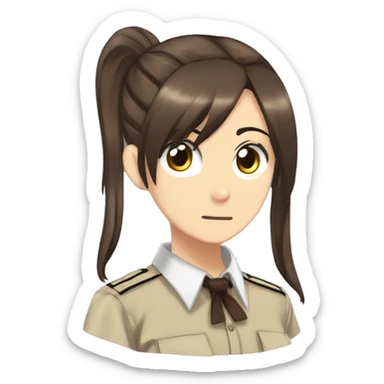 Sasha Braus brown hair hair in a ponytail anime attack on titan sticker