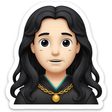 Pluto from The Olympians with long black wavy hair, black stola sticker