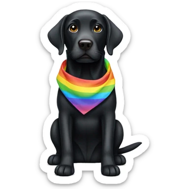 Black labrador with rainbow bandana sticker