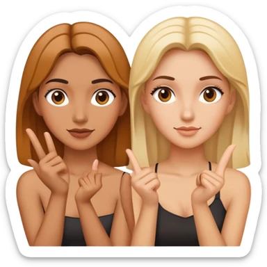 Face with correction gesture and three female figures sticker