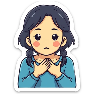Girl with crying sticker