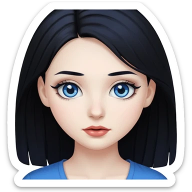 Pale Girl With Black Hair, Blue Eyes, dark makeup sticker