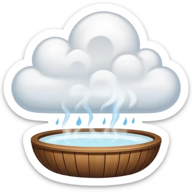 white slightly see-through steam cloud floating above a spa sticker