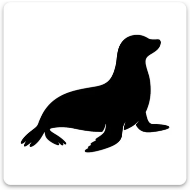 Seal black silhouette white background sticker