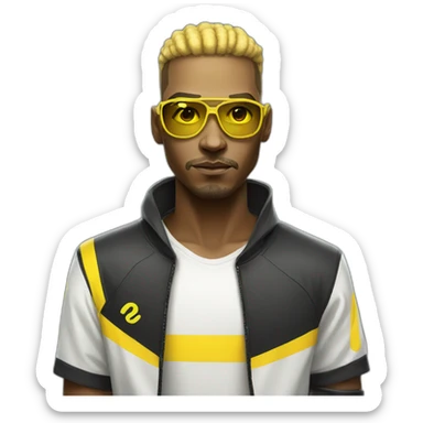 cyberpunk yellow tone dude in tennis uniform sticker