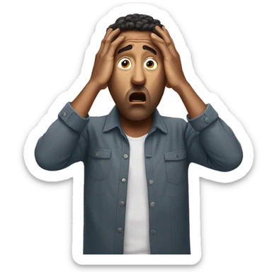 Shocked man holding his head with hands sticker