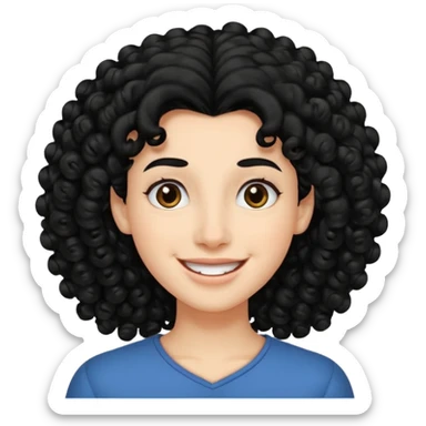 generate theatre mask emoji with a big curly black hair 

wide black smile, long and pointy white nose sticker