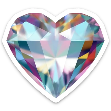 heart shape multi colored diamond sticker